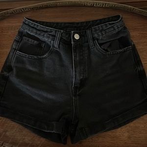 Shein black denim shorts
